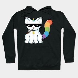 weed smoking unicorn cat Hoodie